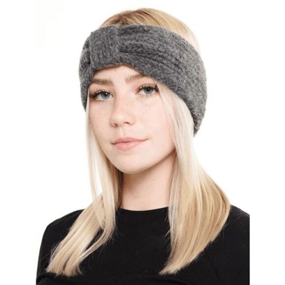 2/$21 Dark Grey Knot Knit Winter Headband - Picture 2 of 4